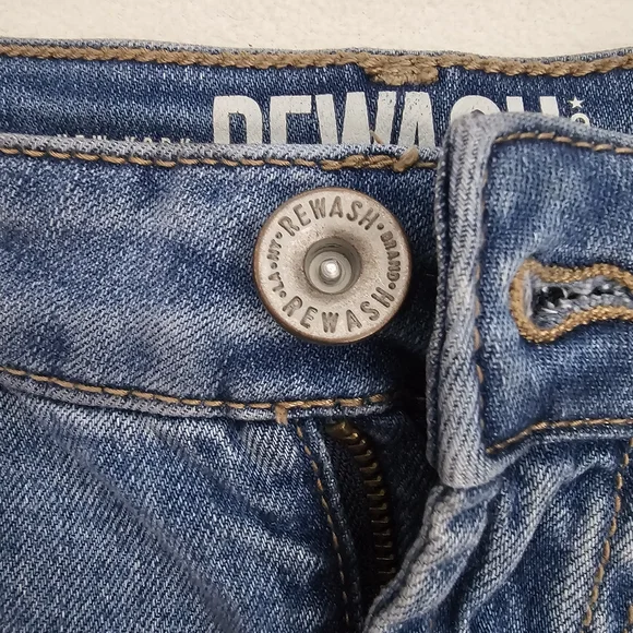 REWASH Distressed Blue Super High-Rise Jean Womens Shorts SIZE 5/27 - Picture 14 of 16